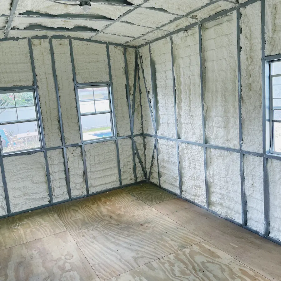 Closed-cell spray foam insulation applied to wall cavities in a residential project in Lebanon